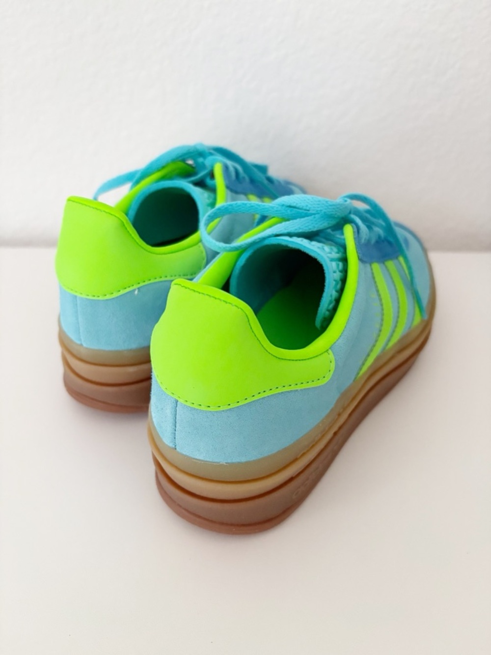 *NEW* Adidas Womens Gazelle Platform Bold Blue Glow Solar Green Bright Blue NWT - Picture 11 of 15